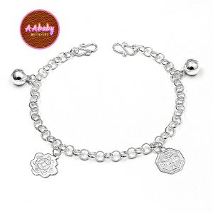 🌈AAbaby Galleries AA101 Original Baby Silver Anklet Bracelet 4 Treasures 四寶小孩脚链 (Rantai Kaki/Tangan/Gelang Bayi/Kanak)