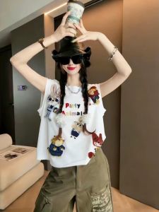 SUOSHE | 3D Cartoon Print Backless Oversized T-shirt