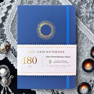 BUJO A5 Dot Grid Journal – 180gsm Premium Paper Notebook Silver Edges Hardcover 160 Pages Pocket & Gift Box