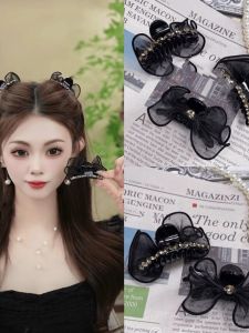 Kẹp Tóc Búi Tóc Hình Bướm Màu Đen Cho Nữ 2025 Kẹp Tóc Mới AB Mặt Kẹp Tóc Mái Lệch Kẹp Tóc Công Chúa Phụ Kiện Tóc