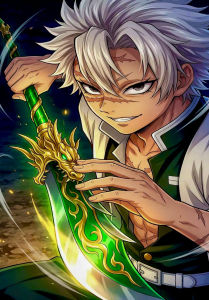 Bandai | Anime Demon Slayer Shinazugawa Sanemi Character Oil Painting By Numbers Modern Wall Decor for Living Room Bedroom Gift No Frame