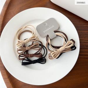 High Elasticity Butterfly Knot Hair Ties Womens Simple Hair Bands 4 Pack Carded Milk Coffee Color Hair Bands Fashion Accessories