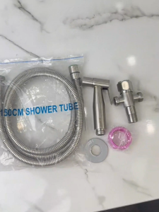 JUNMO Bathroom stainless steel toilet companion bidet sprayer set one in two out dual control dual out faucet with flexible telescopic hose 1.5M