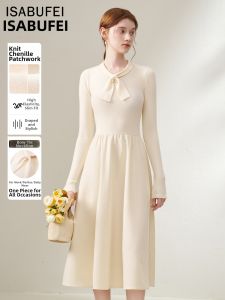 isabufei | Đầm Len Cổ Nơ