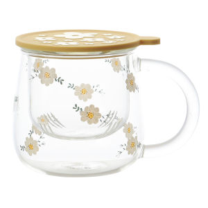 LOTUS BLUE | Tea Separation With Lid Office Womens Glass Mug