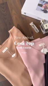 MAJA cesa top v neck top blouse wanita lengan panjang