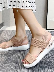 Comfortable Anti-slip Sporty Womens Sandals 2023 Summer Fashion Korean Style Flat Elastic Band Soft Bottom Casual Shoes