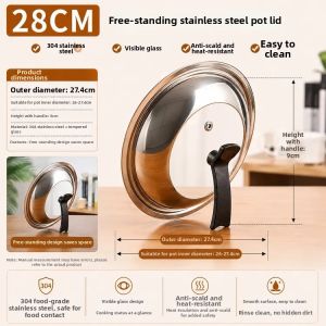 Anti-scald Elevated Clear-view Stainless Steel Pot Lid 34cm