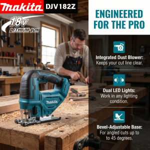 Makita | Makita DJV182 18V Brushless Jigsaw Variable Speed with Saw Blade Barrel Grip Tool for Wood Metal Cutting and DIY Home Projects