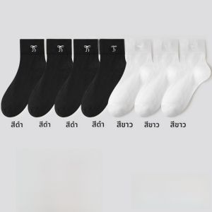 MiiOW | ถุงเท้าผ้าฝ้ายบางระบายอากาศได้ดีพร้อมโบว์ผีเสื้อสำหรับฤดูใบไม้ผลิและฤดูร้อน ถุงเท้าผ้าตาข่ายดูดซับเหงื่อสำหรับผู้หญิง MiiOW Cat Person