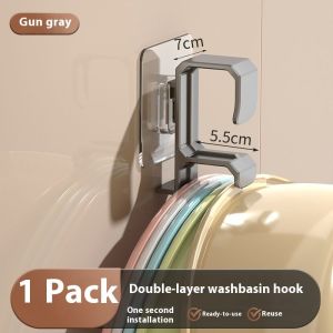 Bay gấu hộ gia đình hai lớp núm hút cao su chậu rửa móc Punch-cài đặt miễn phí nhà bếp phòng tắm mạnh mẽ chịu lực móc chân không