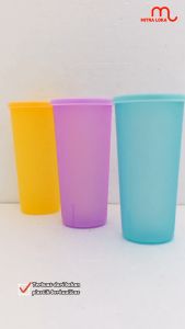 Mitra Loka Gelas Plastik Tutup 450mL Lemony Plastik Gelas Minum Harian Botol Minum Anak Cewek Cowok