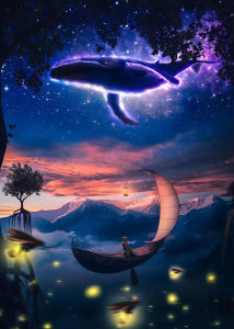 Oil Painting By Numbers Dreamy Whale DIY Number Drawing Canvas Pictures By Numbers Home Decor Large Size