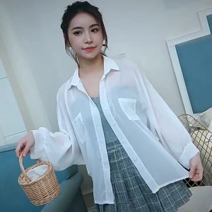 ⚡Port⚡ blouses women new style 2025 Double Pocket Thin Sunscreen Shirt Women Loose Versatile Sunscreen Shirt Long Sleeved Shirt