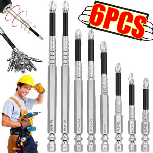 6PCS Electric Drill Bit Non-Slip Magnetic Cross Head Screwdriver High Hardness Car Hand Tools Screwdriver Kit