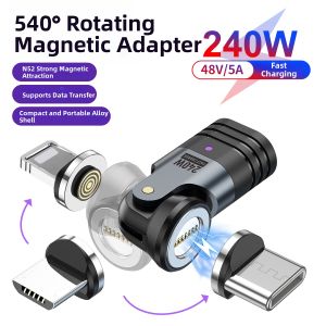 Bissox | 540 Degree Rotating 5A Fast Charging Strong Magnetic Connection Data Cable 240W