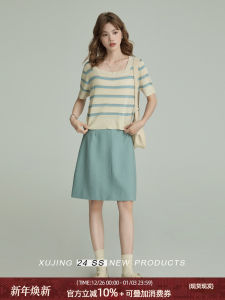 Slimming Loose Knitted Short Sleeve T-Shirt Womens Summer New Design Hollow out Stripe Pattern Breathable Comfortable Top