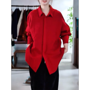 QINGNAER | Red Loose Casual Business Shirt