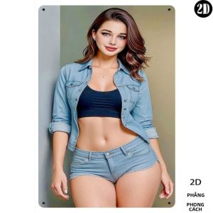 CIFbuy | Vintage Retro Denim Kim Loại Ký Hiệu 8x12in Nghệ Thuật Treo Tường Chủ Đề Thời Trang Trang Trí Nhà Quà Tặng Phong Cách Mỹ Hình Chữ Nhật Nhôm Ký Hiệu