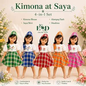 Kimona at Saya 4in1 with Alampay & Headress for Adult & Kids - Checkered Collection - Buwan ng WIKA