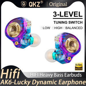 QKZ AK6-Lucky Earphones HIFI Bass Earbuds Monitor 3-Level Tuning Switch 3.5mm AUX In-Ear Stereo Sound Headset Sport Headphones