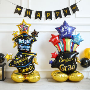 1pc New 2024 Graduation Party Balloons 4D Standing Bachelor Cap Foil Balloon Grad Congratulation We Did It Decor Kids Favors