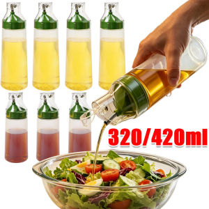 2pcs Large Capacity Plastic Oil Bottle / Automatic Lid Opening Oil Pourer Bottles / Leak-Proof Condiments Organizer Bottles / for Oil Vinegar Sauce Ketchup Salad Cruet