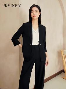 Áo Khoác Vest Mỏng Elegent Thời Trang Hè Công Sở 100% Len Không Cổ
