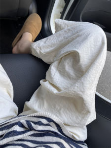 Quần Ống Rộng Lưng Cao Thường Ngày Cho Nữ Mùa Hè 2025 Quần Ống Đứng Bằng Vải Lụa Trắng Sổ Tay Quần Ống Rộng Thoải Mái