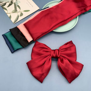 Princess Style Handmade DIY Hair Accessories Pure Color Wine Red Butterfly Knot Hairpins Satin Fabric Tube Fashionable Hair Accessories