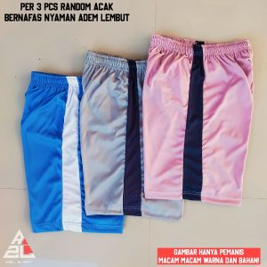 PER 3 PCS RANDOM ACAK CELANA PENDEK OLAHRAGA BOLA FUTSAL CELANA SANTAI SEHARI HARI NYAMAN ADEM LEMBUT RINGAN