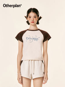 Retro American Sweetheart Slim Fit T-Shirt Short Sleeve round Neck Basic Shoulder Womens Summer Top Otherplan Fashion Brand