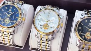 OLEVS 2859 Fashion Business Men Quartz Watch Tourbillon Logo Design Multi-Time Zone Steel Watch Luxury Quartz Wristwatch