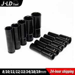 JLD 10PCS Impact Socket Set 1/2 Drive Deep Sockets 8mm-24mm CRV Metric Deep Socket Set