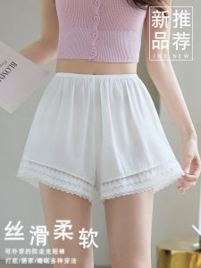 กางเกงขาสั้นป้องกันแสงแดดแบบบางระบายอากาศได้ดีสำหรับผู้หญิง กางเกงขาสั้นผ้าไหมน้ำแข็งลูกไม้ กางเกงขายาวทรงหลวมสำหรับใส่ในฤดูร้อน