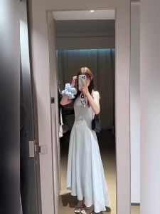 HUAYILING | French Vacation Style Sleeveless New Beautiful Waist Accentuating Long Dress