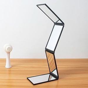 Foldable Mirror 360 No Dead Angle Mini Hair Folding Portable Makeup Mirror Four Sided Folding Mirror Portable Handheld Solid Color Cosmetic Mirror Travel Go Out Beauty Tool
