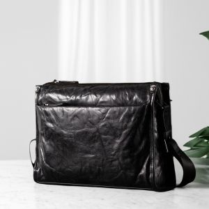 Balidiya Genuine Leather Shoulder Bag Mens Crossbody Plant Tanned Top Layer Cowhide Large Capacity Casual Vintage Bag