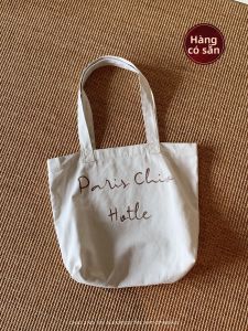 CHIO‘2ND | Túi Xách Vải Canvas Dung Lượng Lớn Chữ Đơn Giản Phong Cách Hàn Quốc