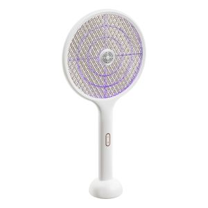 Qualitell Electric Mosquito Swatter with Bracket Double Bionic 5 Purple Lights 3500V Voltage Powerful Mosquitoes Trap