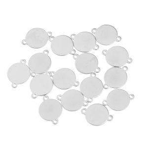 10pcs/lot Round Stainless Steel Blank Pendant Double Hole Connectors Charms For Jewelry Making DIY Necklace Bracelet Accessories