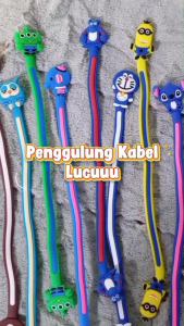 PENGGULUNG PENJEPIT PENGIKAT KLIP KABEL EARPHONE HEADSET ELASTIS CABLE ORGANIZER CORD HOLDER