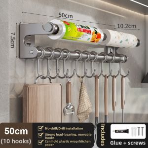 WEIMEIYUAN | Multifunctional Kitchen Hook Shelf Wall-Mounted No-Drilling Rod