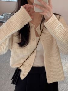 Ngọt Ngào Tuổi Giảm Áo Len Nữ Thu Đông Đế Đan Mở Cardigan 2023 Phong Cách Mới Hàng Đơn Khóa Áo Khoác Ngoài Hàng Đầu