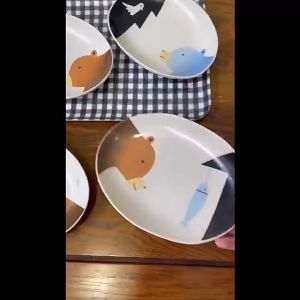 พร้อมส่ง Bear จานซูชิ จานเซรามิค จาน ไตล์ญี่ปุ่นสใหม่ จานอาหารว่างน้ำชายามบ่าย จานสลัด หมีน่ารัก ถาดขนมเซรามิกกาแฟ