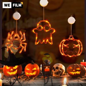 WEFILM Halloween Window Light Halloween Decorations Orange Pumpkin Ghost Bat Halloween Window Lights with Suction Cup Indoor Lights Lamp