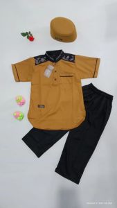 Koko Ar-rori Baju Setelan Anak Laki-laki Kurta Pakistan Lengan Pendek Bahan Katun Toyobo 3-12 Tahun
