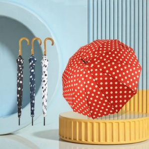 MOLORE | Automatic Straight Large Umbrella with Polka Dots and High-Class Print
