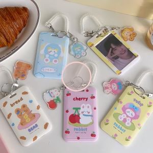 Cute Ins card protect cover student access card door card set key chain female