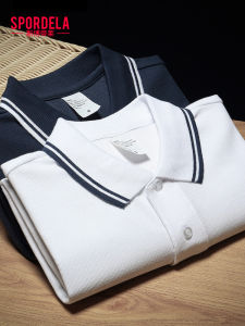 Spordela | Thin Short Sleeve Contrast Collar Polo T-Shirt Pique Cotton